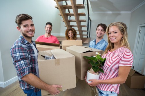 Staff and customers using a safe self storage facility entrance