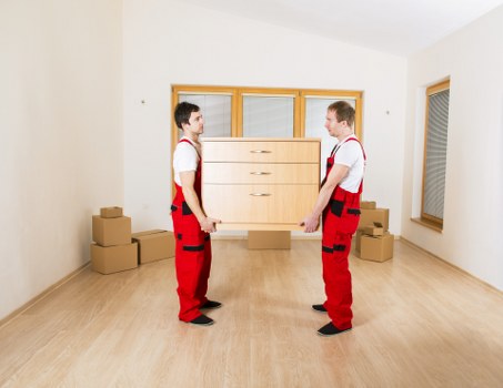 Professional movers handling boxes and furniture in Swisscottage